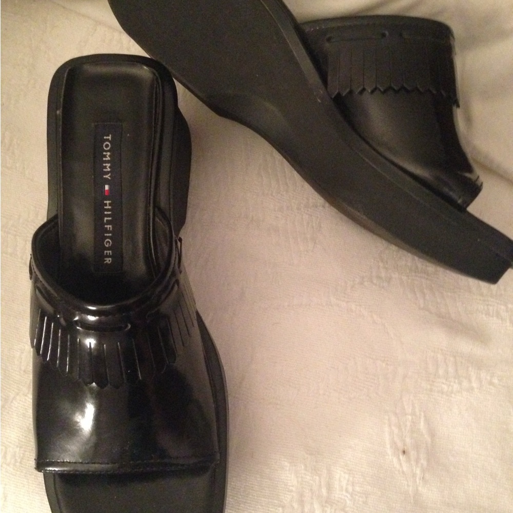 Tommy Hilfiger Black Patent Mules